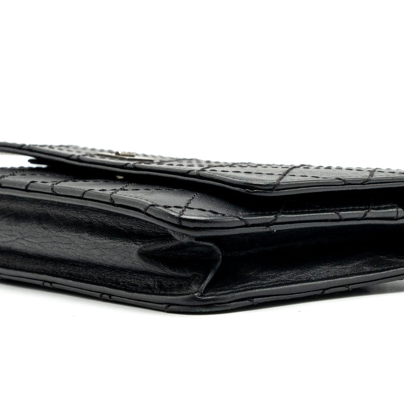 Chanel 2.55 reissue wallet on chain calfskin black ruthenium hardware