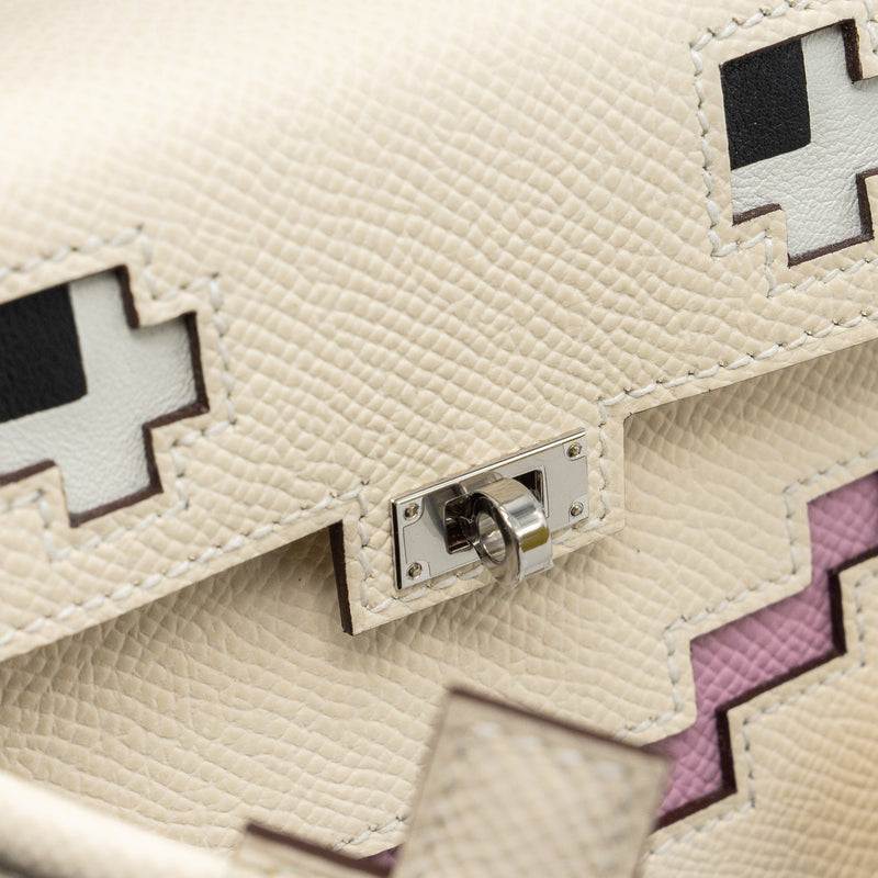 Hermes Kellydole / kelly dole picto epsom leather nata/ lime / mauve sylvestre/ chai SHW stamp B