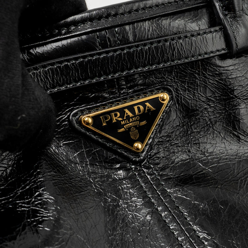 Prada Bonnie Medium Leather Handbag Calfskin black GHW
