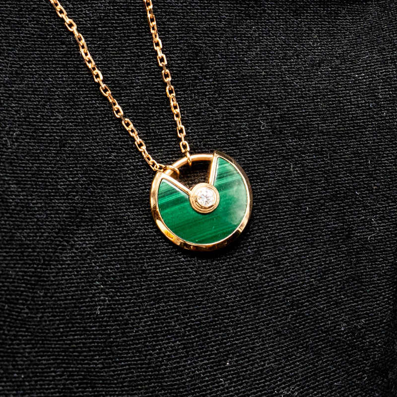 Cartier Amulette De Cartier Necklace, XS Model, Malachite Rose Gold Diamond