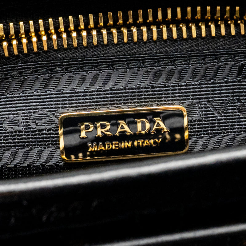 Prada Bonnie Medium Leather Handbag Calfskin black GHW