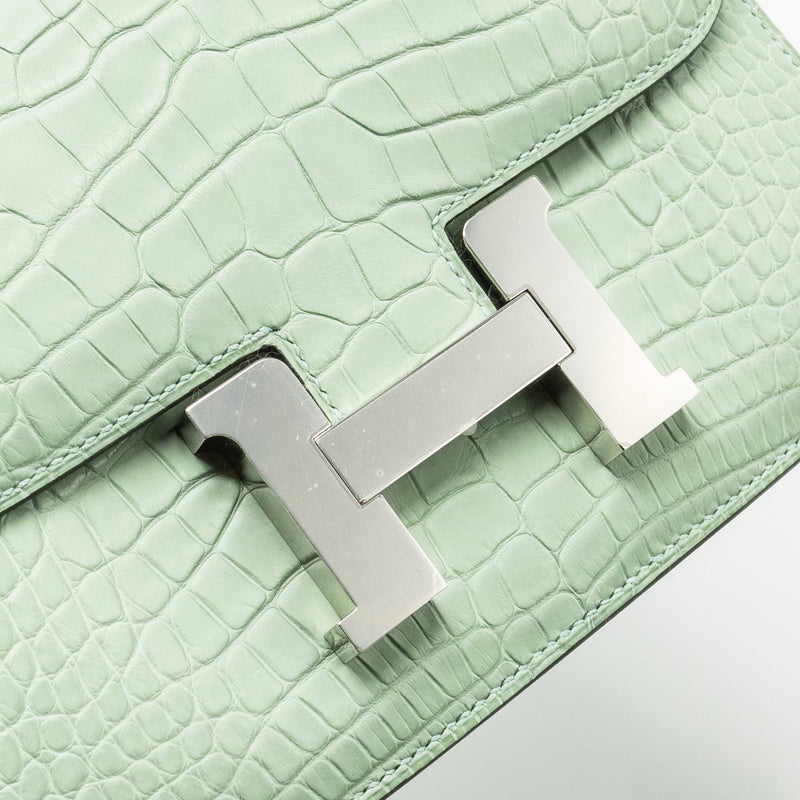 Hermes Mini Constance Alligator Mississippiensis Mat Vert D’eau SHW Stamp U