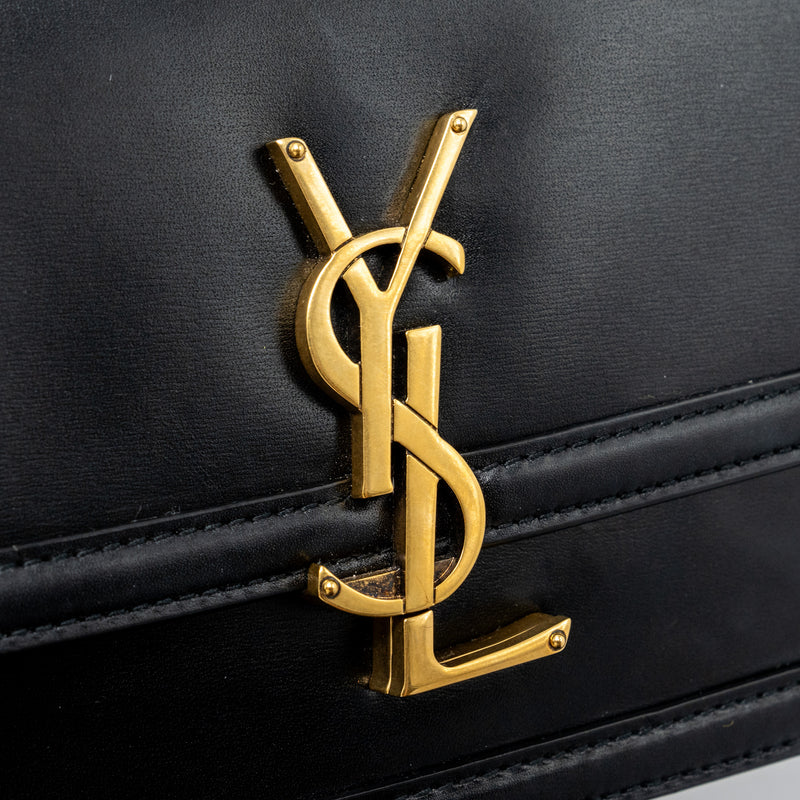 Saint Laurent Small Solferino Satchel Crossbody Bag Box Calfskin Black GHW