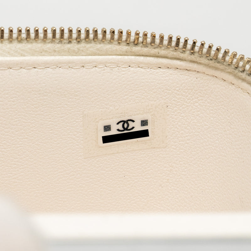 Chanel Gold Pillar Adjustable Chain Long Vanity Lambskin White GHW (Microchip)