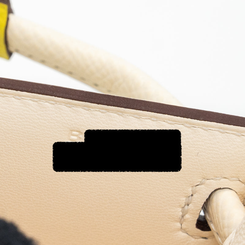 Hermes Kellydole / kelly dole picto epsom leather nata/ lime / mauve sylvestre/ chai SHW stamp B