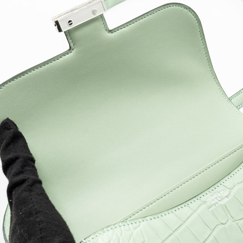 Hermes Mini Constance Alligator Mississippiensis Mat Vert D’eau SHW Stamp U