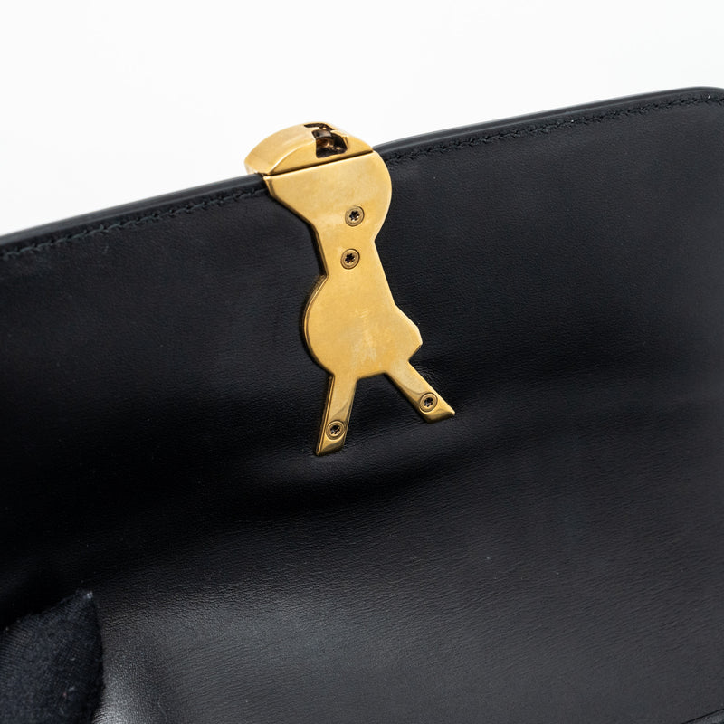 Saint Laurent Small Solferino Satchel Crossbody Bag Box Calfskin Black GHW