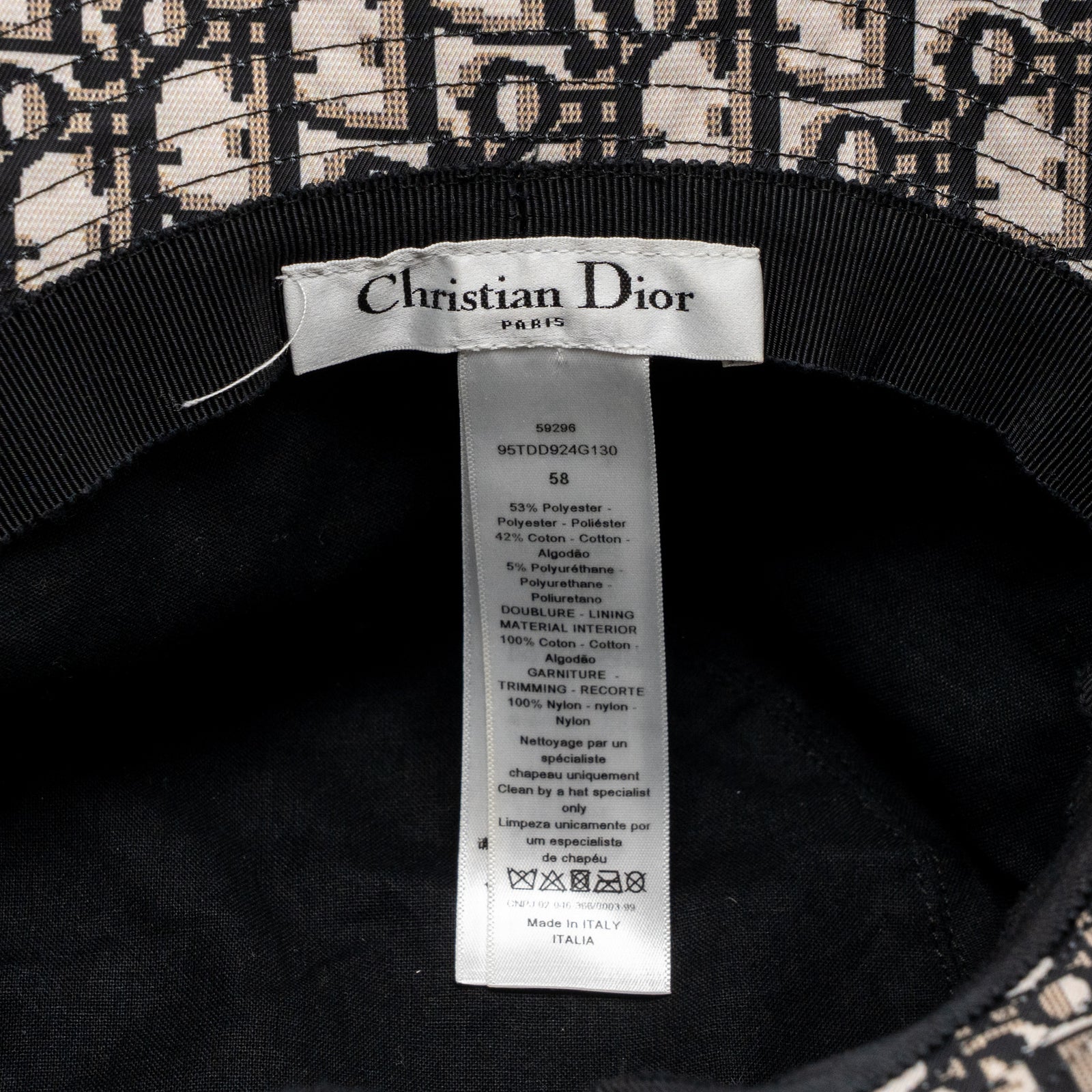 Dior Size 58 Teddy-D Brim Bucket Hat with Veil Black