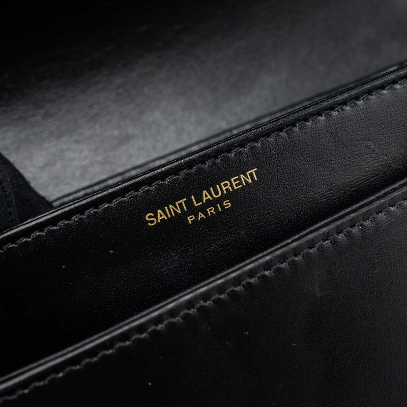 Saint Laurent Small Solferino Satchel Crossbody Bag Box Calfskin Black GHW