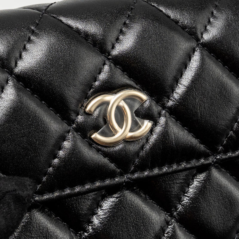 CHANEL Card Holder with Maxi Pearls Chain Lambskin Black LGHW