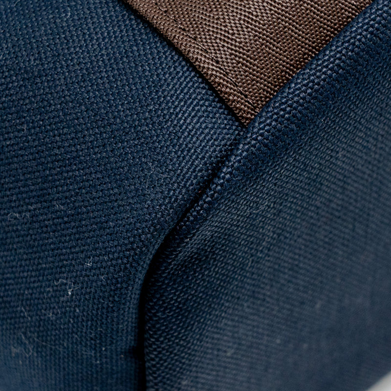 Hermes The Grooming Bag Canvas Bleu Navy/Feu SHW Stamp K
