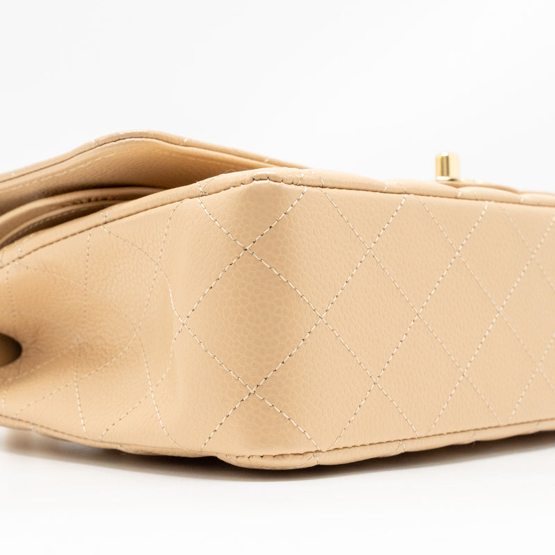 Chanel Medium Classic Double Flap Bag Caviar Beige LGHW (Microchip)