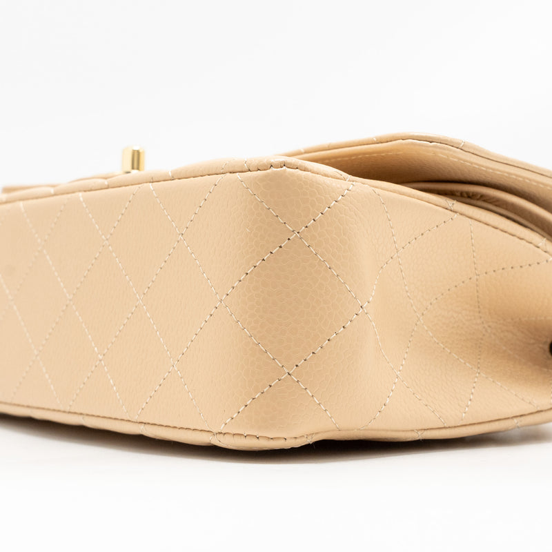 Chanel Medium Classic Double Flap Bag Caviar Beige LGHW (Microchip)