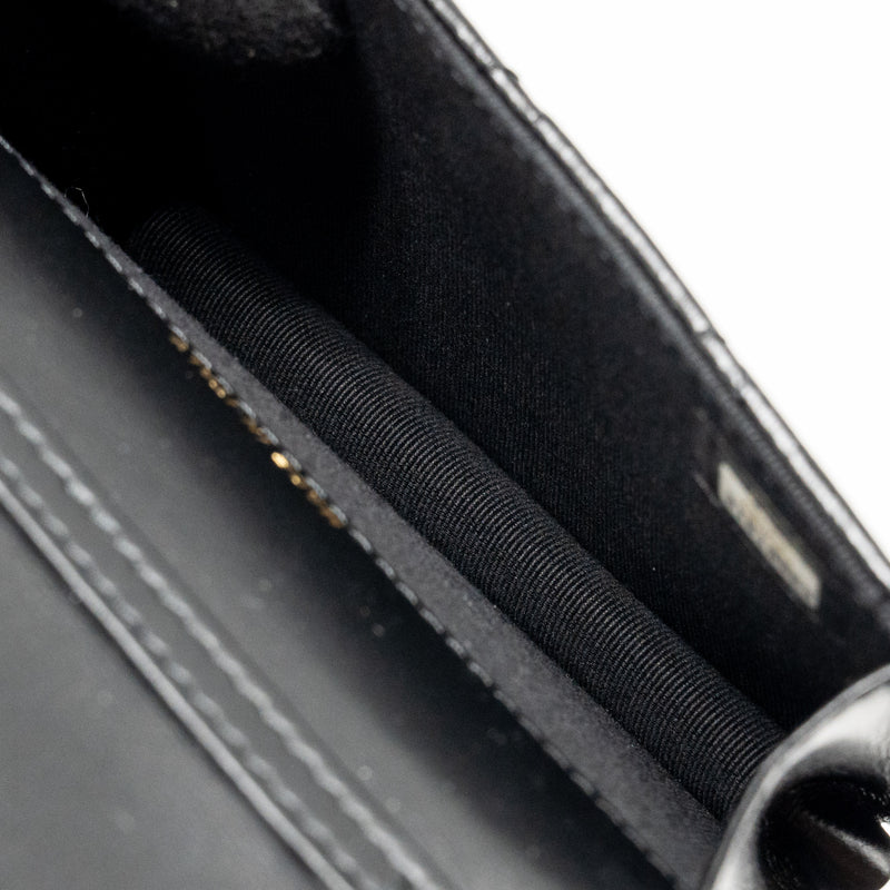 CHANEL Card Holder with Maxi Pearls Chain Lambskin Black LGHW
