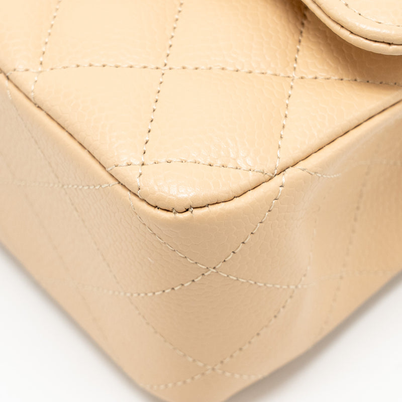 Chanel Medium Classic Double Flap Bag Caviar Beige LGHW (Microchip)