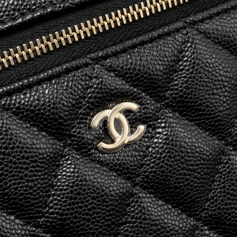Chanel Top Handle vanity with chain caviar black LGHW (microchip)