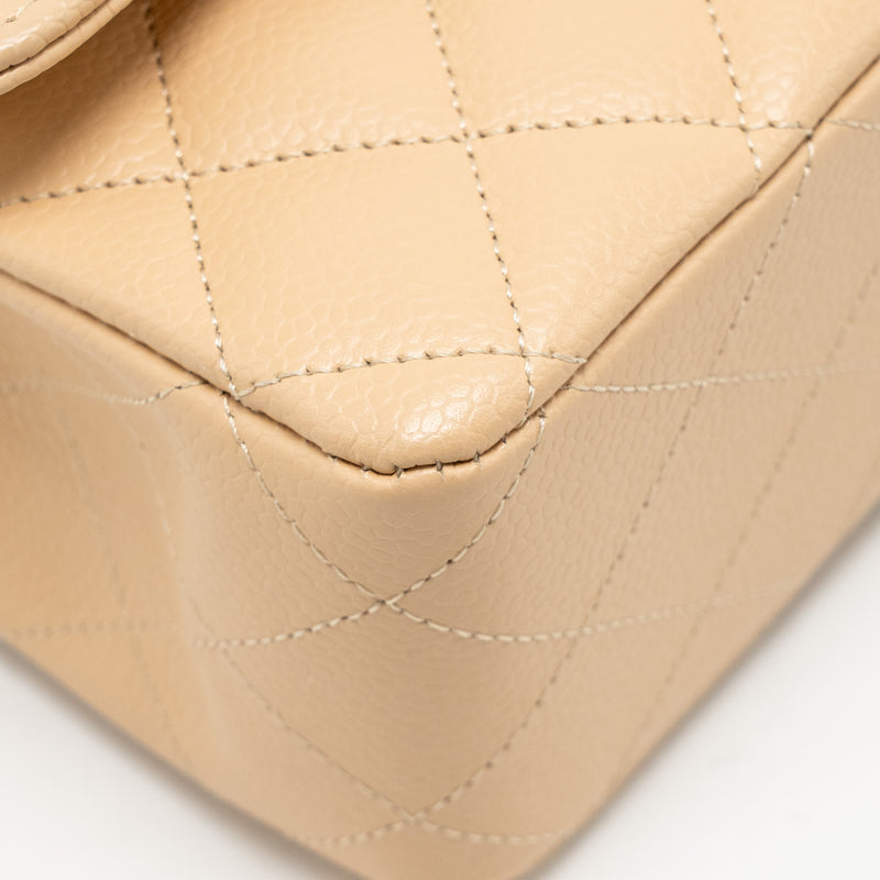 Chanel Medium Classic Double Flap Bag Caviar Beige LGHW (Microchip)