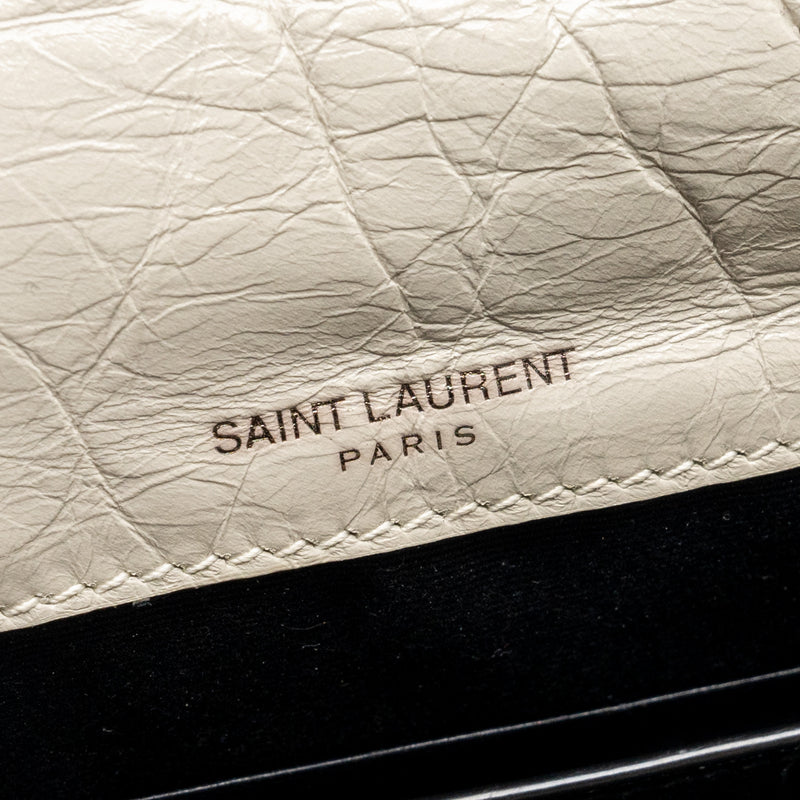 Saint Laurent/YSL Niki Baby Flap Bag Calfskin White SHW