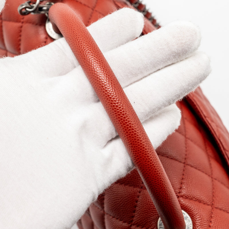 Chanel Large Coco Handle Caviar Dark Red Ruthenium Hardware