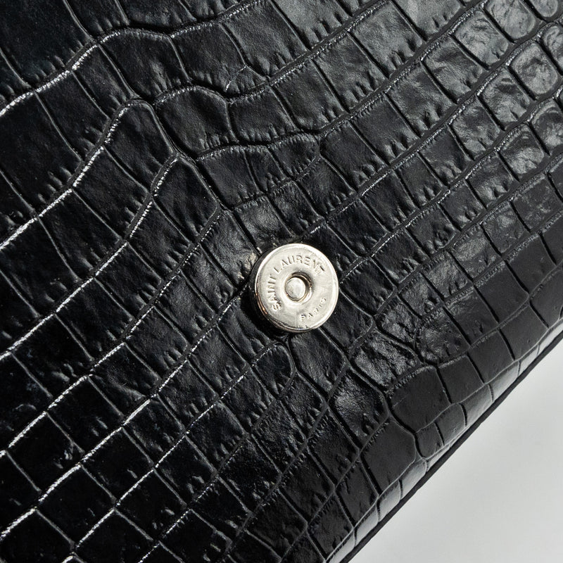 Saint Laurent/YSL Kate Tassel Croc-embossed calfskin Black SH
