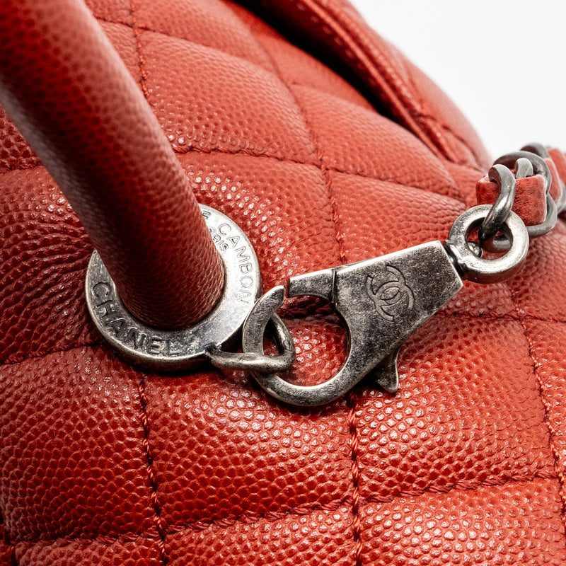 Chanel Large Coco Handle Caviar Dark Red Ruthenium Hardware
