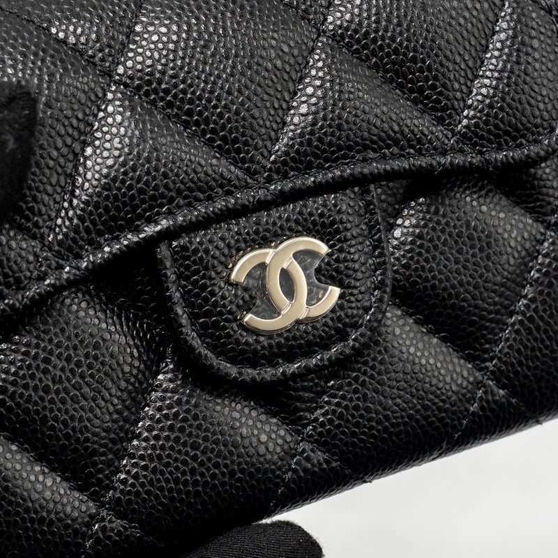 Chanel Classic Flap Card Holder Caviar Black LGHW (Microchip)