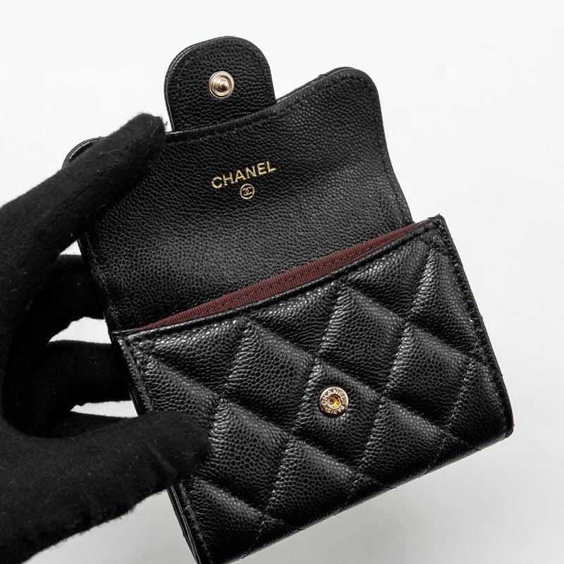 Chanel Classic Flap Card Holder Caviar Black LGHW (Microchip)