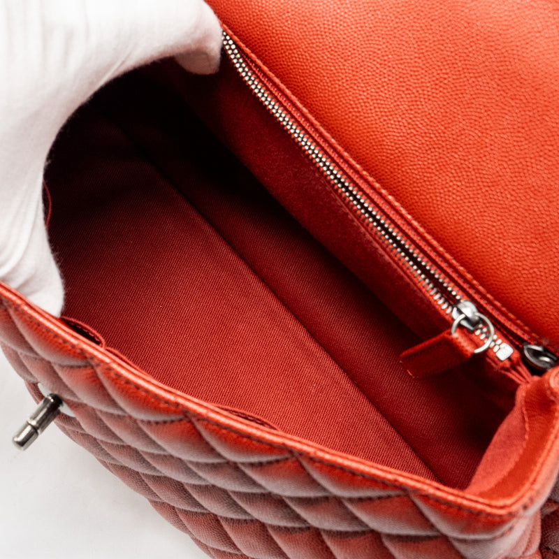 Chanel Large Coco Handle Caviar Dark Red Ruthenium Hardware