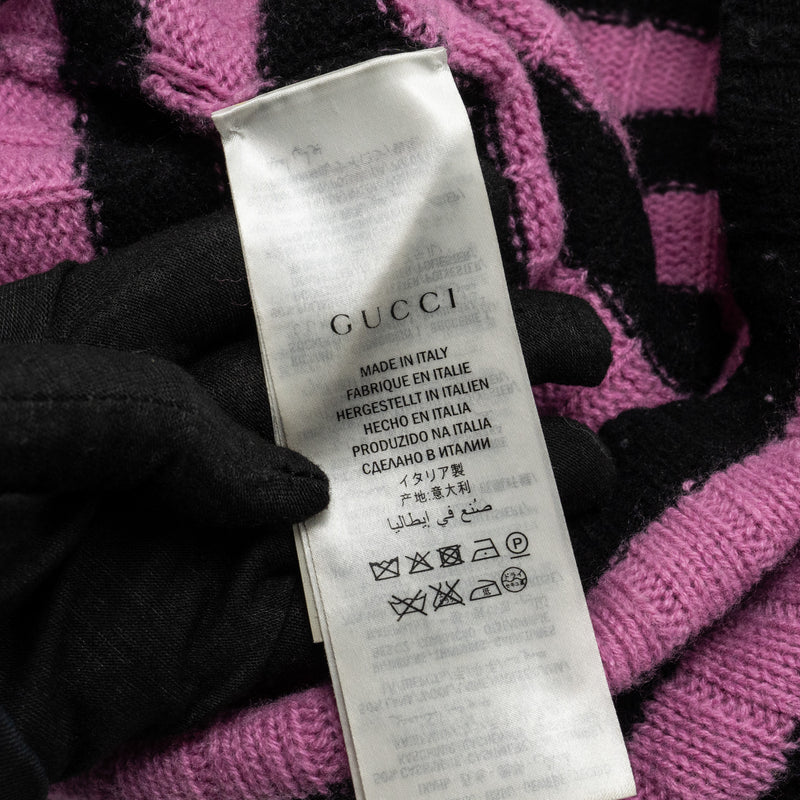 Gucci Size XXS Cat Striped Sweater Cashmere/Wool Pink/Black/Multicolour