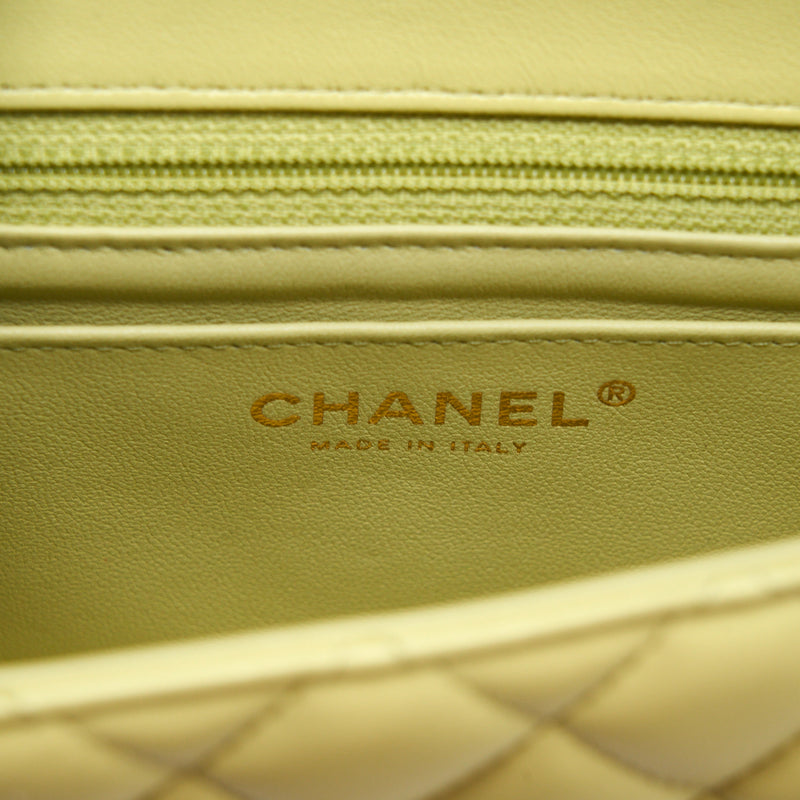 Chanel 23C Mini Square Flap Bag Lambskin Light Green LGHW (Microchip)