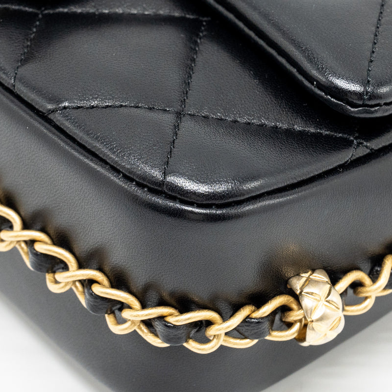 Chanel Quilted flap bag with detailed logo and chain lambskin black GHW (microchip)