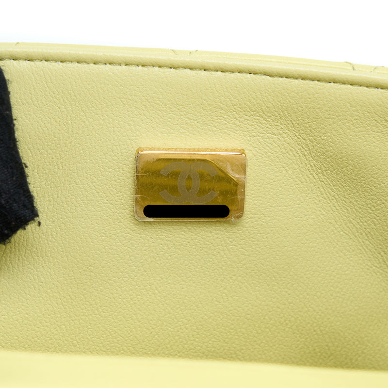 Chanel 23C Mini Square Flap Bag Lambskin Light Green LGHW (Microchip)