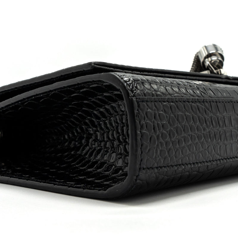 Saint Laurent/YSL Kate Tassel Croc-embossed calfskin Black SH