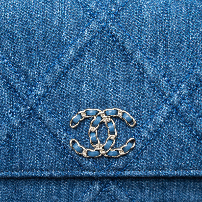 Chanel 19 Wallet On Chain Denim Blue Multicolor Hardware (Microchip)
