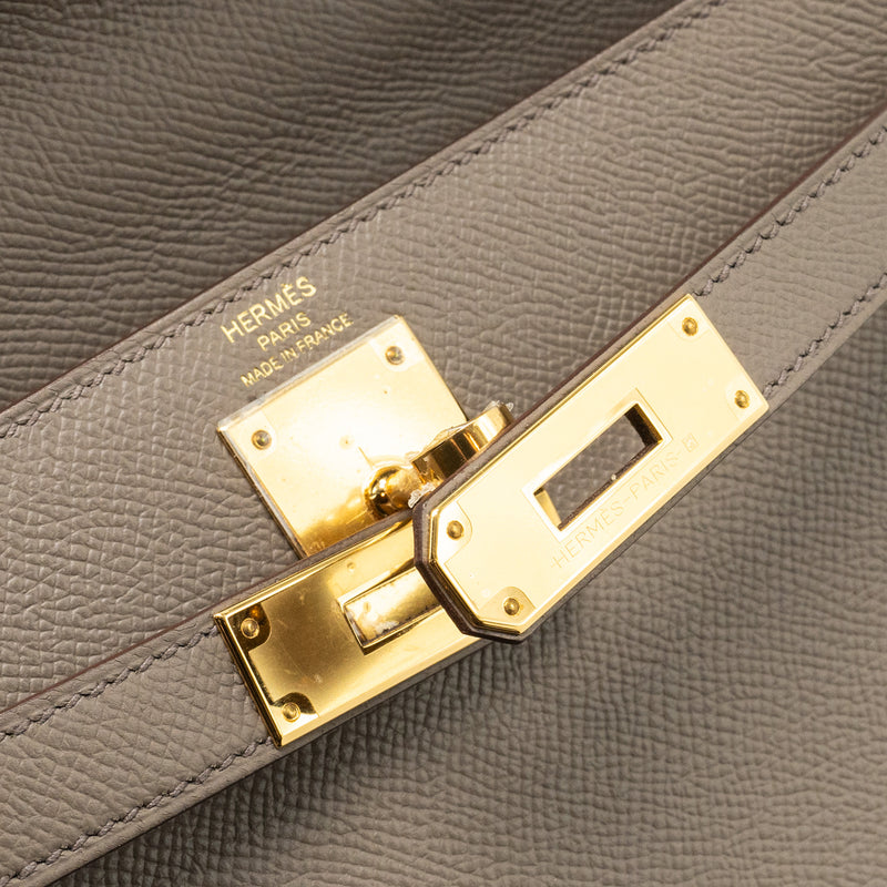 Hermes Kelly 28 Epsom Gris Etain GHW Stamp Z