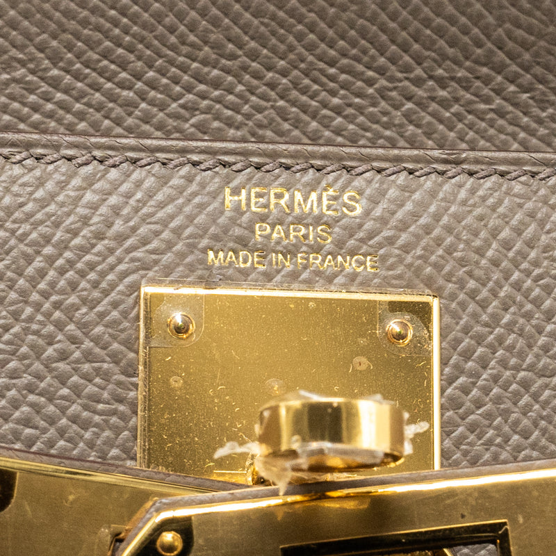 Hermes Kelly 28 Epsom Gris Etain GHW Stamp Z