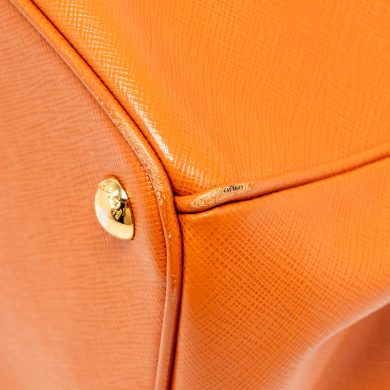 PRADA Large Saffiano Tote Bag Leather Orange GHW