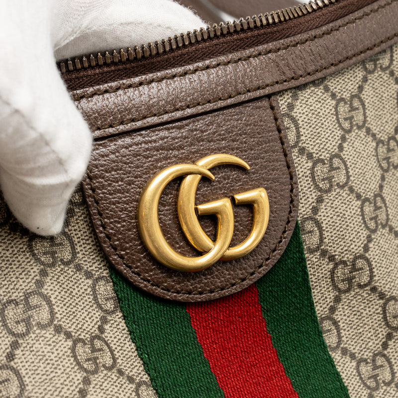 Gucci Small Ophidia Half Moon Crossbody Hobo Bag GG Supreme Canvas GHW