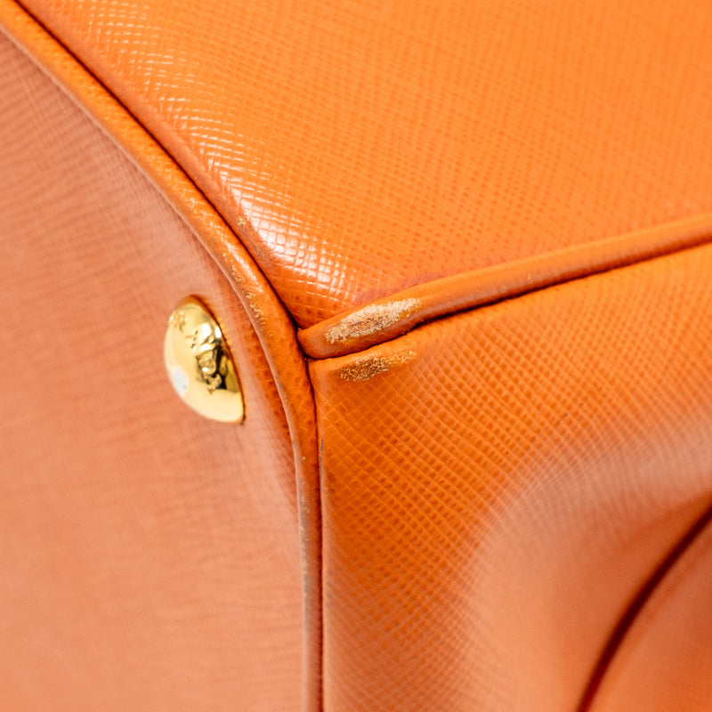 PRADA Large Saffiano Tote Bag Leather Orange GHW