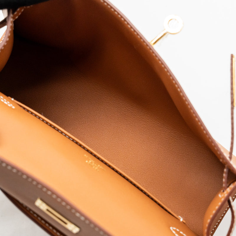Hermes Kelly Pochette Swift Gold GHW Stamp W