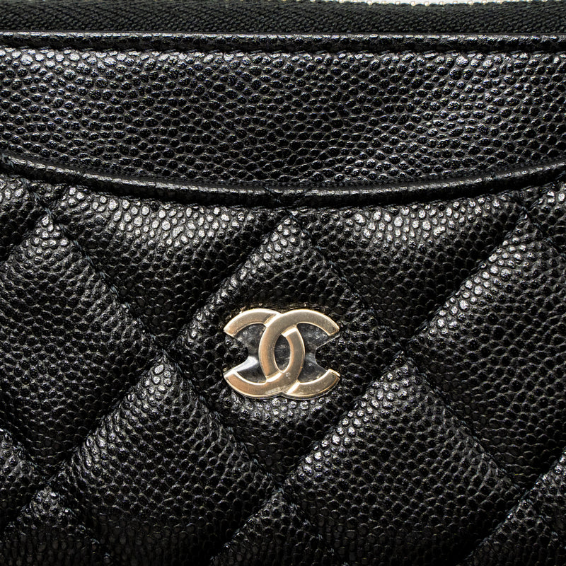 Chanel L Zip Wallet Caviar Black LGHW (Microchip)