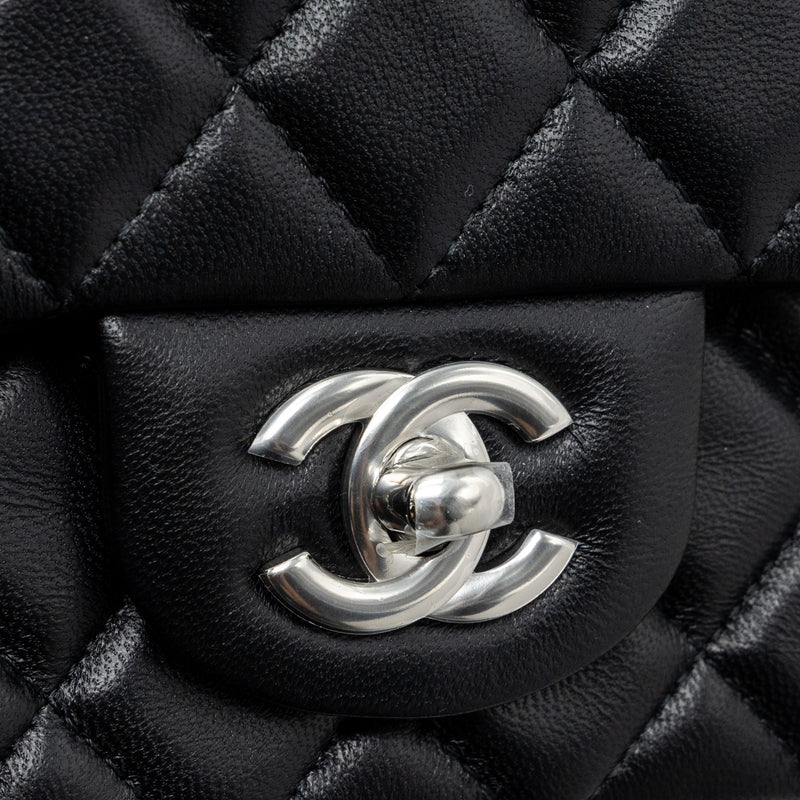 Chanel mini rectangular flap bag lambskin black SHW (Microchip)