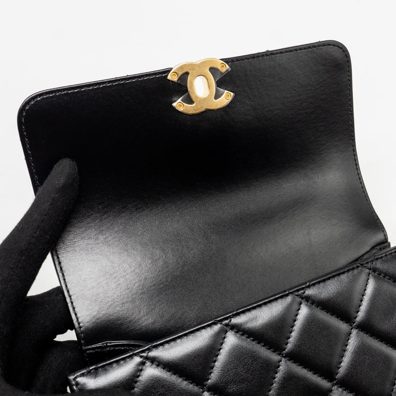 Chanel Gold Crush Mini Flap Bag Calfskin Black GHW (Microchip)
