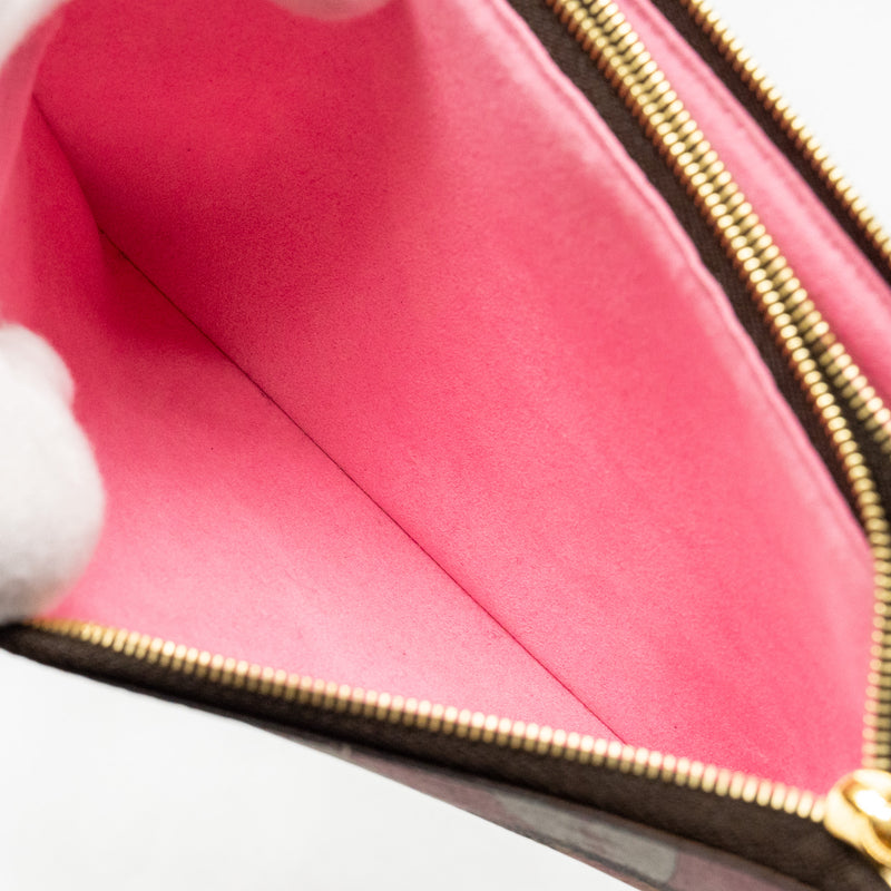 Louis Vuitton double zip clutch with chain Vivien holiday printed monogram canvas GHW