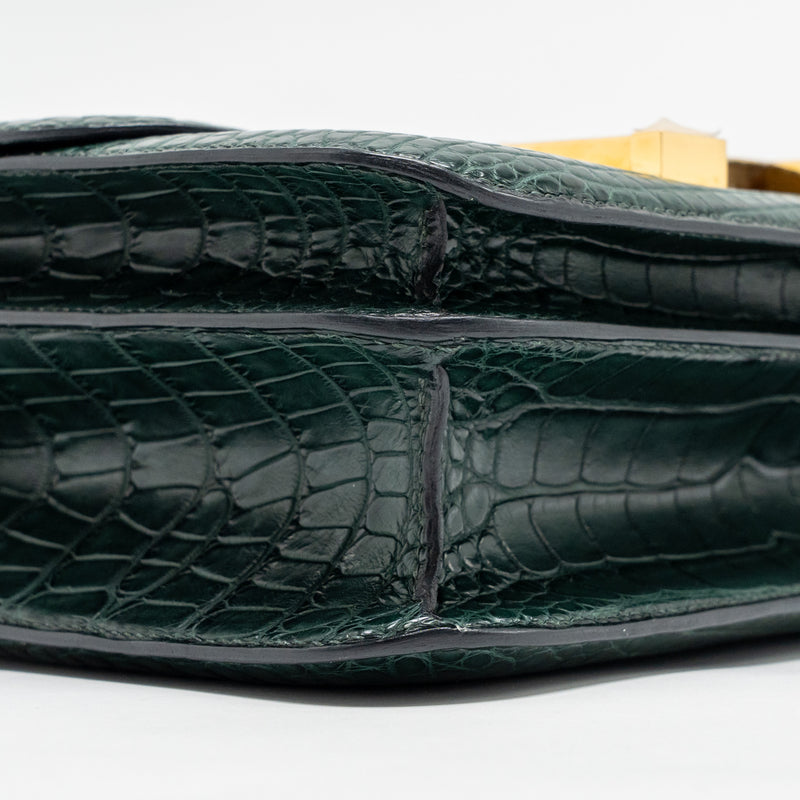 Hermes Constance 24 ALLIGATOR MISSISSIPPIENSIS MAT Vert Fonce GHW Stamp X
