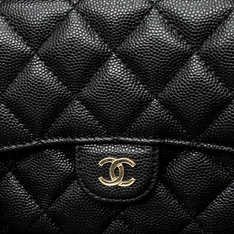 Chanel Double Pocket Wallet on Chain Caviar Black LGHW (Microchip)