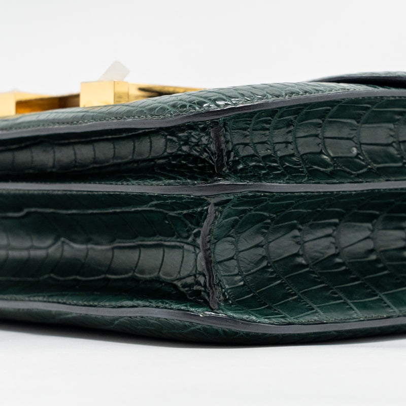 Hermes Constance 24 ALLIGATOR MISSISSIPPIENSIS MAT Vert Fonce GHW Stamp X