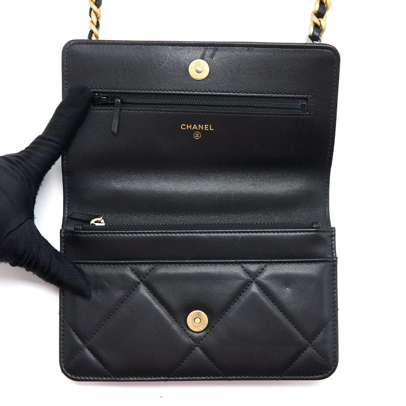 Chanel 19 Wallet on Chain Lambskin Black Multicolour Hardware