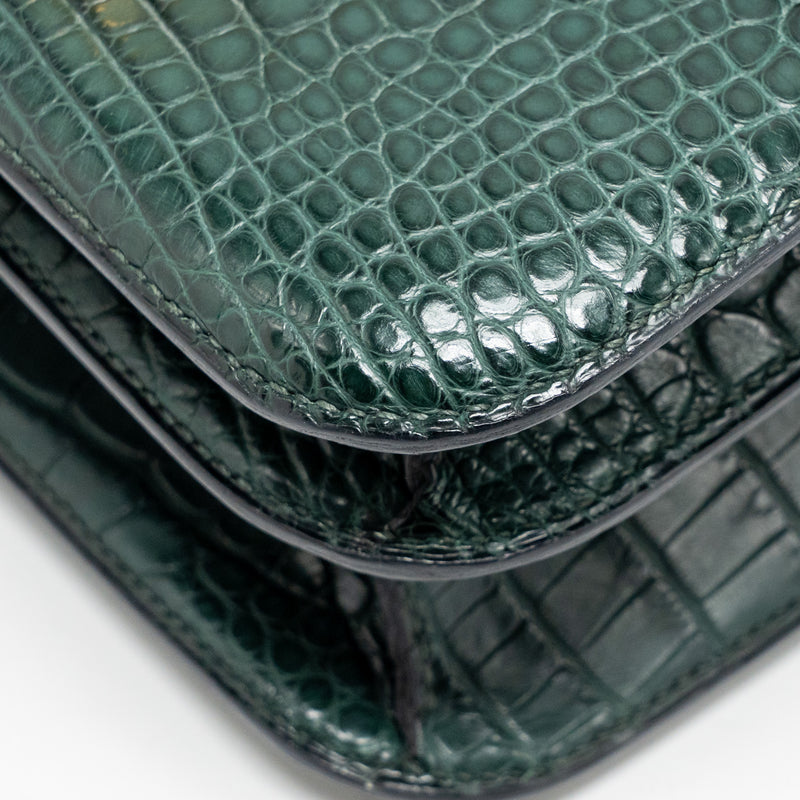 Hermes Constance 24 ALLIGATOR MISSISSIPPIENSIS MAT Vert Fonce GHW Stamp X
