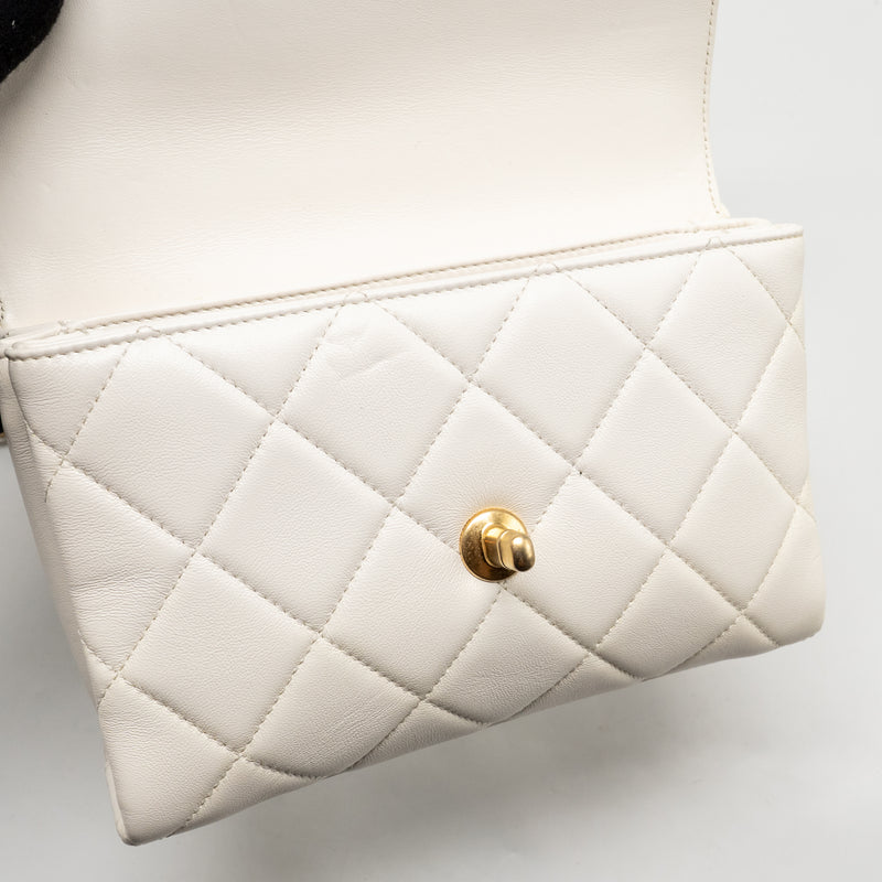 Chanel Quilted Flap Bag with Letter Chain Lambskin White GHW (Microchip)